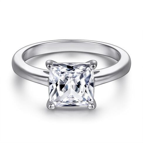 2CT 925 فضة خواتم الخطبة الأميرة قطع زركون تشيكوسلوفاكيا الزفاف وعد خواتم مذهلة العصابات الزفاف للنساء حجم 5-9 in Kuwait