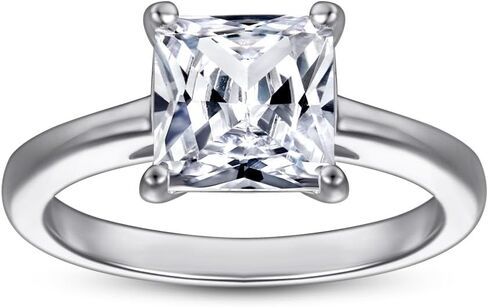 2CT 925 فضة خواتم الخطبة الأميرة قطع زركون تشيكوسلوفاكيا الزفاف وعد خواتم مذهلة العصابات الزفاف للنساء حجم 5-9 in Kuwait