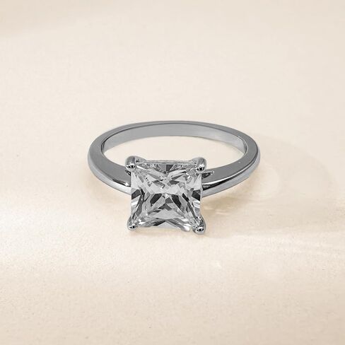 2CT 925 فضة خواتم الخطبة الأميرة قطع زركون تشيكوسلوفاكيا الزفاف وعد خواتم مذهلة العصابات الزفاف للنساء حجم 5-9 in Kuwait