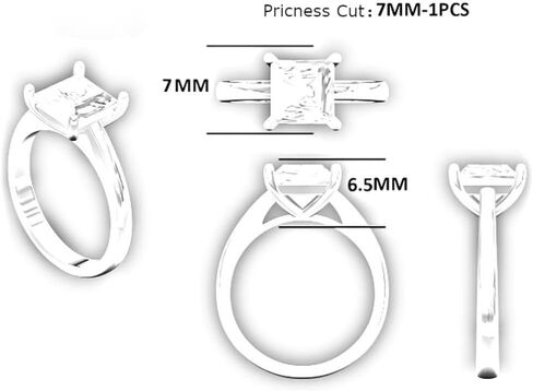 2CT 925 فضة خواتم الخطبة الأميرة قطع زركون تشيكوسلوفاكيا الزفاف وعد خواتم مذهلة العصابات الزفاف للنساء حجم 5-9 in Kuwait