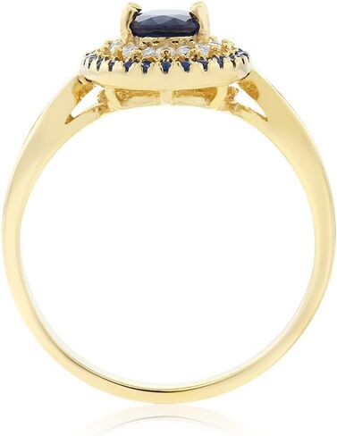 Gem Stone King Blue Sapphire 18K Yellow Gold Plated Silver Engagement Ring For Women (1.62 Cttw, Oval 7X5MM, Gemstone Birthstone, Available In Size 5, 6, 7, 8, 9) in Saudi Arabia