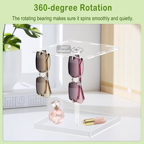 Bigfety Sunglasses Holder Organizer, Glasses Display 360 Rotating Stand Rack with Base Tray for 12 Pairs, Black in Saudi Arabia
