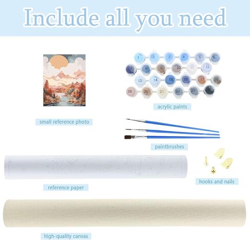 مجموعة الطلاء بالأرقام من ديدفيج للبالغين المبتدئين، مجموعة طلاء ملونة بسيطة بالأرقام للبالغين والأطفال، وحرف المناظر الطبيعية للبالغين، وديكور الحائط المنزلي، مقاس 16 × 20 بوصة in Kuwait