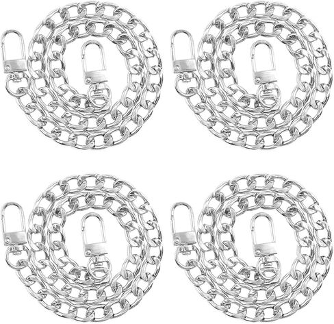 Wokape 4Pcs 39.4inch Gold Purse Chain Strap, Replacement Flat Chain Strap with Buckles, Luxury Fashion Chains for DIY Metal Shoulder Purse Chain Replacement - 39.4" / 100cm in Kuwait