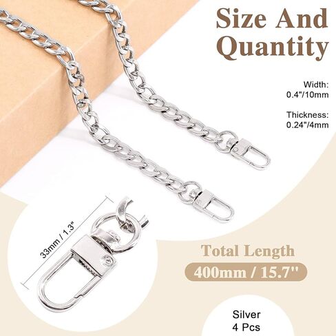 Wokape 4Pcs 39.4inch Gold Purse Chain Strap, Replacement Flat Chain Strap with Buckles, Luxury Fashion Chains for DIY Metal Shoulder Purse Chain Replacement - 39.4" / 100cm in Kuwait