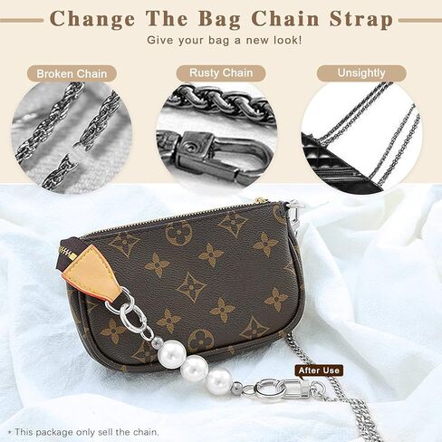 Wokape 4Pcs 39.4inch Gold Purse Chain Strap, Replacement Flat Chain Strap with Buckles, Luxury Fashion Chains for DIY Metal Shoulder Purse Chain Replacement - 39.4" / 100cm in Kuwait