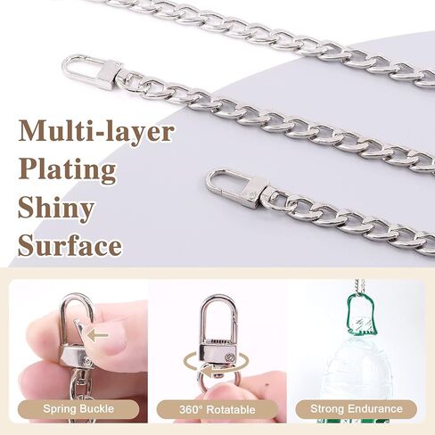 Wokape 4Pcs 39.4inch Gold Purse Chain Strap, Replacement Flat Chain Strap with Buckles, Luxury Fashion Chains for DIY Metal Shoulder Purse Chain Replacement - 39.4" / 100cm in Kuwait