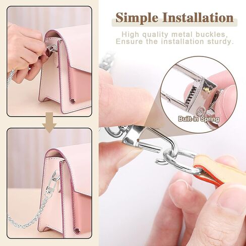 Wokape 4Pcs 39.4inch Gold Purse Chain Strap, Replacement Flat Chain Strap with Buckles, Luxury Fashion Chains for DIY Metal Shoulder Purse Chain Replacement - 39.4" / 100cm in Kuwait