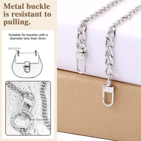 Wokape 4Pcs 39.4inch Gold Purse Chain Strap, Replacement Flat Chain Strap with Buckles, Luxury Fashion Chains for DIY Metal Shoulder Purse Chain Replacement - 39.4" / 100cm in Kuwait