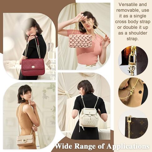 Wokape 4Pcs 39.4inch Gold Purse Chain Strap, Replacement Flat Chain Strap with Buckles, Luxury Fashion Chains for DIY Metal Shoulder Purse Chain Replacement - 39.4" / 100cm in Kuwait