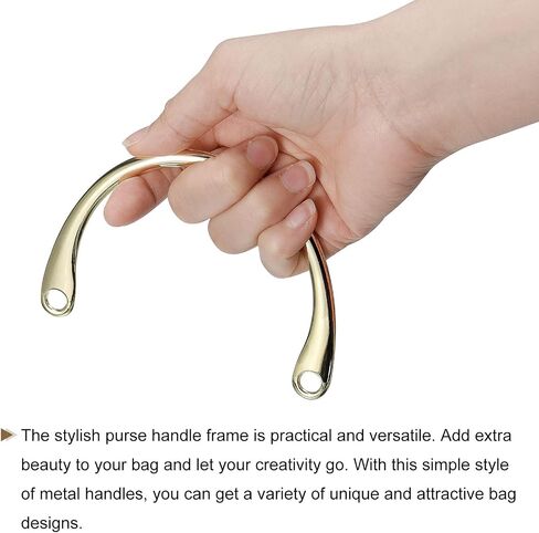 uxcell Semicircle Handbag Handle Frame, 2Pcs 4.8" Metal Purse Handles Clutch Bag Handles Replacement for Purse Making DIY, Gold in Saudi Arabia