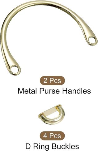 uxcell Semicircle Handbag Handle Frame, 2Pcs 4.8" Metal Purse Handles Clutch Bag Handles Replacement for Purse Making DIY, Gold in Saudi Arabia