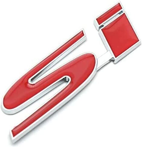 1Pc SI Badge Logo Front Grille Ornament Emblem Decal Sticker with 3M Adhesive Nameplate Suitable for SI Cars (Chrome Red) in Saudi Arabia