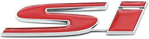 1Pc SI Badge Logo Front Grille Ornament Emblem Decal Sticker with 3M Adhesive Nameplate Suitable for SI Cars (Chrome Red) in Saudi Arabia