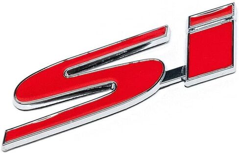 1Pc SI Badge Logo Front Grille Ornament Emblem Decal Sticker with 3M Adhesive Nameplate Suitable for SI Cars (Chrome Red) in Saudi Arabia