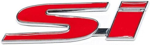 1Pc SI Badge Logo Front Grille Ornament Emblem Decal Sticker with 3M Adhesive Nameplate Suitable for SI Cars (Chrome Red) in Saudi Arabia
