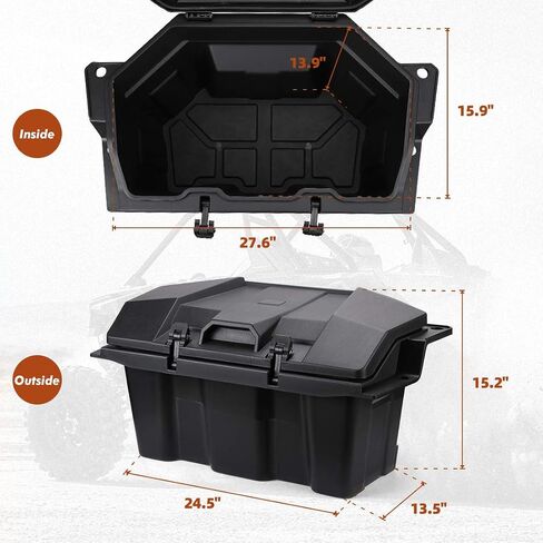 صندوق شحن KEMIMOTO PRO XP 73 QT UTV صندوق تخزين خلفي صندوق سرير UTV صندوق أدوات تروس من البولي إيثيلين منخفض الكثافة متوافق مع Polaris RZR PRO XP/4 / RZR Turbo R/4 مع مزلاجين قابلين للقفل 2883751 in Saudi Arabia