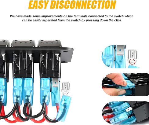 Car Switch Panel, 4 Gang Rocker ON Off Toggle Switch LED Aluminum Automotive Housing Bracket with 5 Pin Switch Waterproof Panel, Universal for Vehicle Truck Marine Boat RV and More in Saudi Arabia