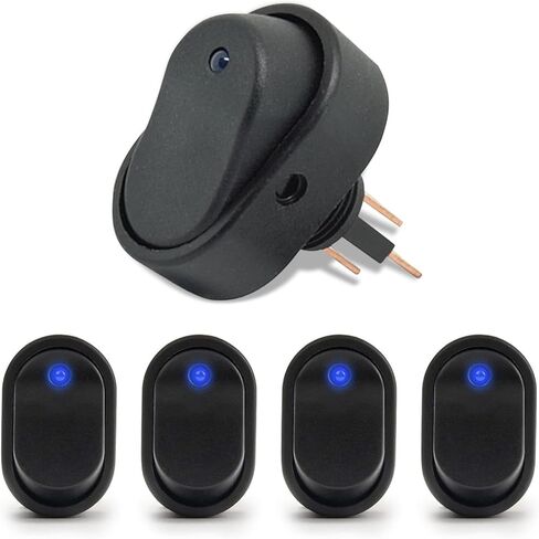 5 PCS Car LED Lighted Rocker Switch, 12V 30A ASW-20D Waterproof Oval Shaped ON Off Toggle Switch, Universal Automotive Modification Toggle for Car Truck RV Motorcycles Marine Boat (Black) in Saudi Arabia