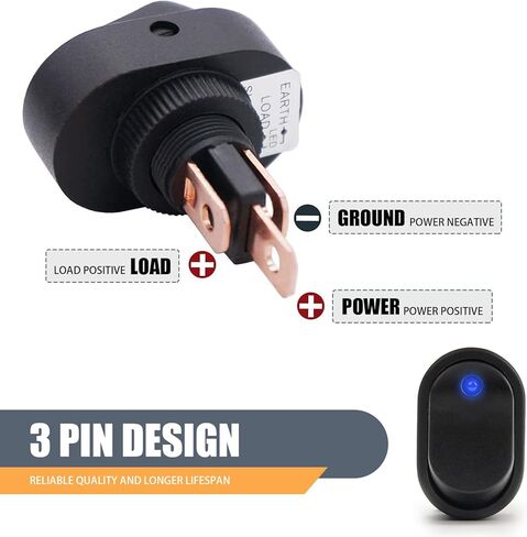 5 PCS Car LED Lighted Rocker Switch, 12V 30A ASW-20D Waterproof Oval Shaped ON Off Toggle Switch, Universal Automotive Modification Toggle for Car Truck RV Motorcycles Marine Boat (Black) in Saudi Arabia