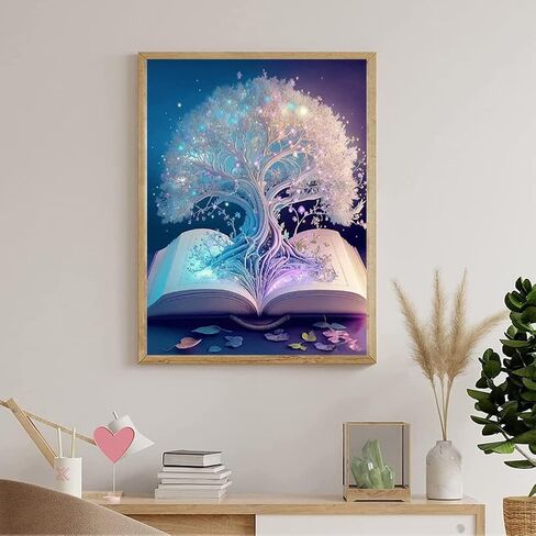 Miraclekoo 5D شجرة الحياة الماس اللوحة حسب الأرقام عدة للبالغين - شجرة كتاب الماس مجموعات الفن الحفر الكامل الماس النقاط اللوحة مع الأحجار الكريمة المستديرة للبالغين والأطفال المبتدئين، 12 × 16 بوصة in Saudi Arabia