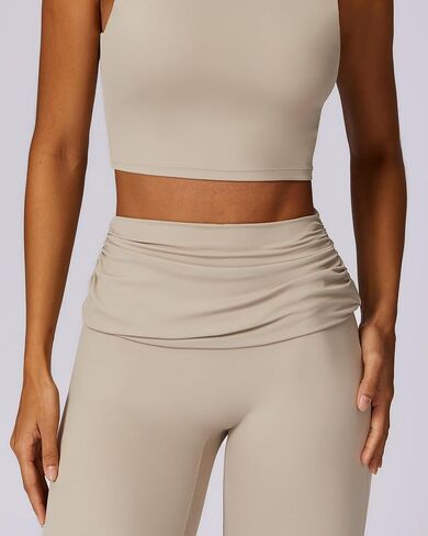Fold Over Flare Leggings for Women Wide Leg Yoga Pants High Waist Flare Workout Pants Leggings in Saudi Arabia
