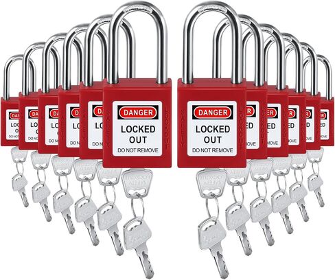 12 Set Red Lockout Tagout Locks Loto Locks Keyed Different Safety Lock, 2 Keys Per Lock, Lock Out Tag Out Padlocks for Electrical Lockout Tag Out Stations and Devices Kits in Saudi Arabia