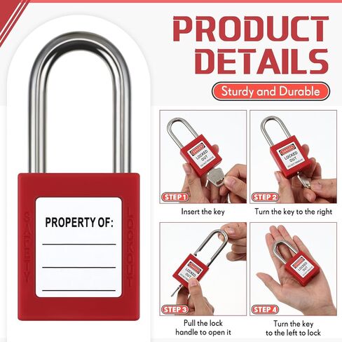 12 Set Red Lockout Tagout Locks Loto Locks Keyed Different Safety Lock, 2 Keys Per Lock, Lock Out Tag Out Padlocks for Electrical Lockout Tag Out Stations and Devices Kits in Saudi Arabia