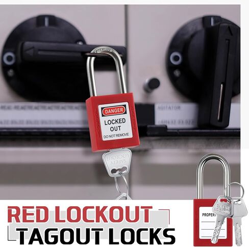 12 Set Red Lockout Tagout Locks Loto Locks Keyed Different Safety Lock, 2 Keys Per Lock, Lock Out Tag Out Padlocks for Electrical Lockout Tag Out Stations and Devices Kits in Saudi Arabia