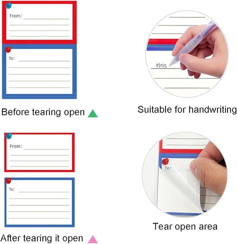من ملصقات بريدية لعنوان الإرجاع، 100 ملصق شحن بريدي فارغ مضمون بالبريد مقاس 3.5 × 4.5 بوصة كتابة يدوية ذاتية اللصق من/إلى بطاقات الهدايا لحزمة المنزل المدرسي (دبوس أحمر أزرق) in Kuwait