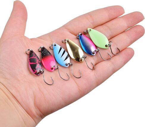 Spoon Fishing Lures,12pcs Blade Spoons Spinnerbait with Single Hook Saltwater Jig Lure Trout Bass Salmon Pike Walleye Spinner Baits Kit for Char Perch in Saudi Arabia