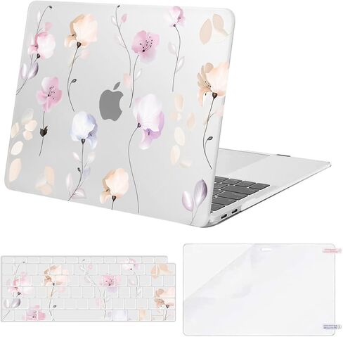 MOSISO Compatible with MacBook Air 13 inch Case 2022 2021 2020 2019 2018 Release A2337 M1 A2179 A1932 Retina Display Touch ID, Plastic Hard Shell Case&Keyboard Cover&Screen Protector, Dry Flower in Saudi Arabia