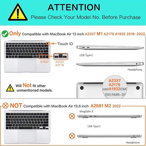 MOSISO Compatible with MacBook Air 13 inch Case 2022 2021 2020 2019 2018 Release A2337 M1 A2179 A1932 Retina Display Touch ID, Plastic Hard Shell Case&Keyboard Cover&Screen Protector, Dry Flower in Saudi Arabia