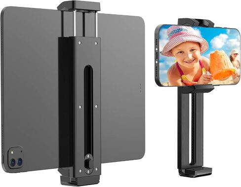 Phone Mount for Tripod, Universal Tripod Mount Adapter with Cold Shoe, 360° Rotates Adjustable Cell Phone Clip Clamp Holder with 1/4" Screw, Compatible with iPhone, Android, 4"-7" Phone in Saudi Arabia