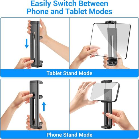 Phone Mount for Tripod, Universal Tripod Mount Adapter with Cold Shoe, 360° Rotates Adjustable Cell Phone Clip Clamp Holder with 1/4" Screw, Compatible with iPhone, Android, 4"-7" Phone in Saudi Arabia