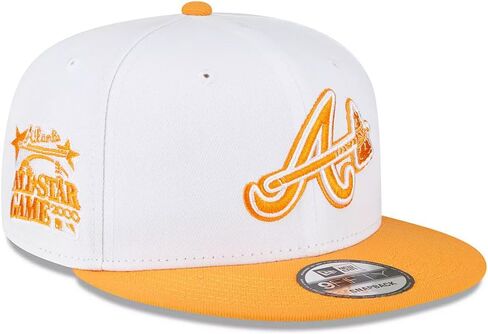 عصر جديد اتلانتا الشجعان 9FIFTY كوبرستاون 2000 كل النجوم لعبة التصحيح Snapback قبعة البوب ​​البرتقالية، قبعة قابلة للتعديل in Saudi Arabia