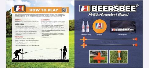 مجموعة ألعاب حدوة الحصان البولندية من Beersbee - في الهواء الطلق، الفناء الخلفي، الشاطئ، التخييم، متعة الصيف، لعبة هدف القرص الطائر للاحتفال - الفريسبي، الأعمدة، الزجاجات، وحقيبة الحمل! معركة باش الزجاجة in Saudi Arabia