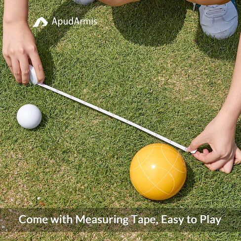 ApudArmis Bocce Balls Set, Regulation Size 100mm Bocce Game for Outdoor/Backyard/Lawn/Beach with 8 PCS 100% Poly-Resin Balls / 1 Pallino/Nylon Carrying Case/Measuring Rope (Red,Blue,Green,Yellow) in Saudi Arabia