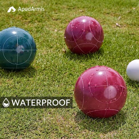 ApudArmis Bocce Balls Set, Regulation Size 100mm Bocce Game for Outdoor/Backyard/Lawn/Beach with 8 PCS 100% Poly-Resin Balls / 1 Pallino/Nylon Carrying Case/Measuring Rope (Red,Blue,Green,Yellow) in Saudi Arabia