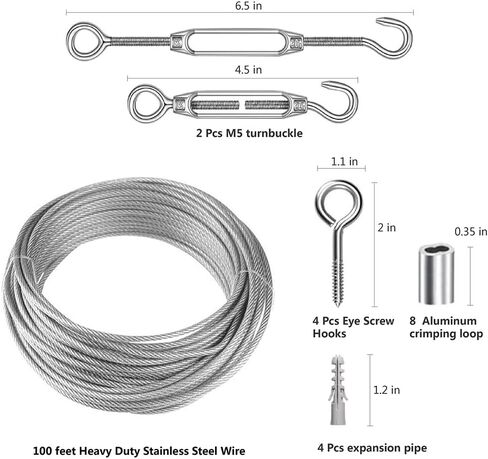 String Light Hanging Kit，304 Stainless Steel Turnbuckle Wire Tensioner Kit, Cable Rope Kit, Outdoor Light Guide Wire  for Cables Wire,Garden Wire,Fence Wire in Saudi Arabia