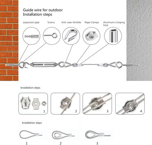 String Light Hanging Kit，304 Stainless Steel Turnbuckle Wire Tensioner Kit, Cable Rope Kit, Outdoor Light Guide Wire  for Cables Wire,Garden Wire,Fence Wire in Saudi Arabia