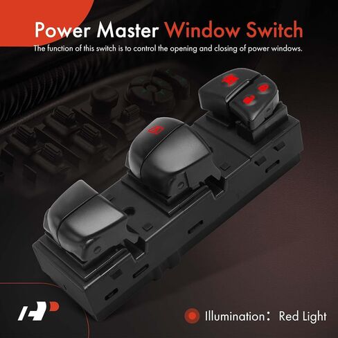 A-Premium - مفتاح نافذة الطاقة الرئيسي لجانب السائق - متوافق مع Nissan Altima 13-22، Pathfinder 13-20، Sentra 13-23، Rogue 14-20، Juke 11-17، Leaf 13-22 مع جانب السائق التلقائي مع موصلين in Saudi Arabia