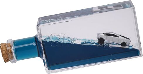 Unsinkable Cyber Truck Pickup Car Toy Model Acrylic Paperweight Desk Decorations Liquid Wave Cruise Ship Fluid Drift Bottle Boat in a Box Toys in Saudi Arabia