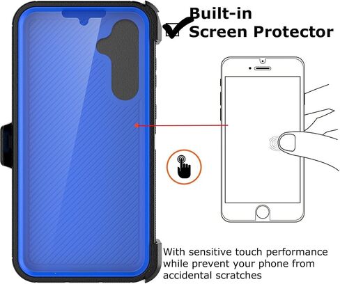 حافظة Takfox Galaxy A35 5G، لهاتف Samsung A35 5G حافظة هاتف بمشبك حزام مع [واقي شاشة مدمج] مسند واقٍ متين وشديد التحمل مقاوم للصدمات والغبار - أسود/أزرق in Kuwait