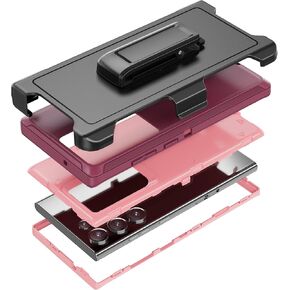 Rugged Phone Case for Samsung Galaxy S23 Ultra 5G, with Belt Clip Holster & Kickstand Heavy Duty Shockproof Protective Full Body Case Cover for Samsung Galaxy S23 Ultra 5G Phone (Black) in Kuwait