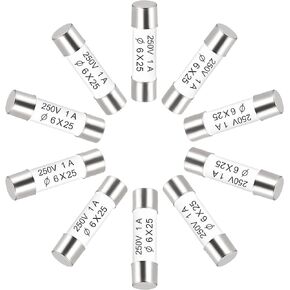 uxcell Ceramic Cartridge Fuses 1A 250V 6x25mm Ceramic Fuses Fast Blow Replacement for Amplifier Energy Saving Lamp Ballast 10pcs