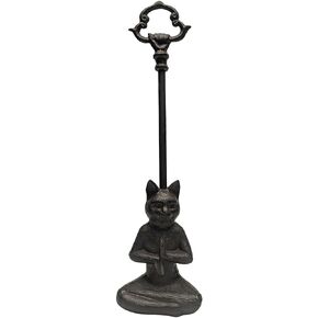 Treasure Gurus Heavy Cast Iron Yoga Cat Doorstop Carry Handle Door Stop Namaste Stopper Home Decor