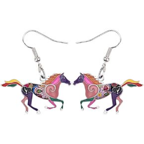 Dainty Enamel Running Horse Earrings Dangle Drop Cute Horse Jewelry Spring Summer Gifts for Women Teens Girls