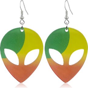 Statement Alien Spaceship Dangle Earrings Novelty UFO Space Airship Earrings For Women Girls