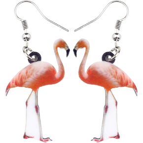 Acrylic Anime Red Crimson Flamingo Bird Earrings Dangle Drop Jewelry for Women Girls Teens Summer Spring Gifts